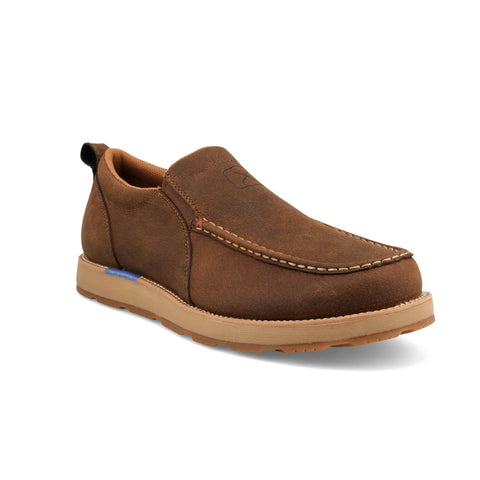 Twisted X Mens CellStretch Wedge Sole Tawny Brown Leather Slip-On Shoes
