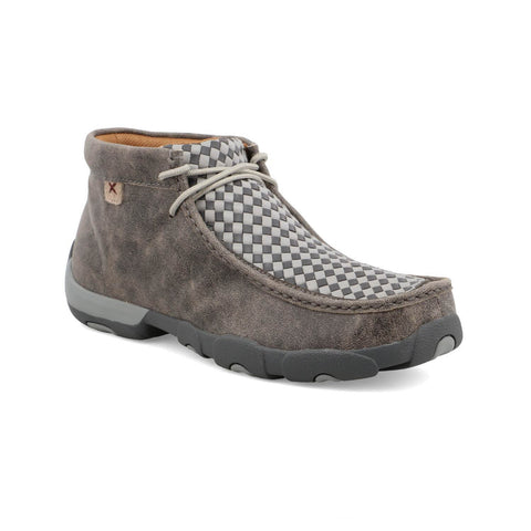 Twisted X Mens Driving Moc Woven Grey Leather Chukka Boots