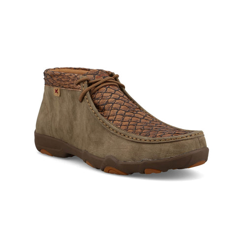 Twisted X Mens Fish UltraLite X Drive Moc Dark Tan/Shitake Leather Chukka Boots