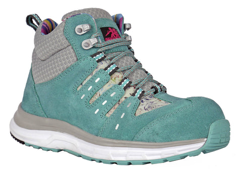 Moxie Trades Womens Trisha Composite Toe Turquoise Suede Work Boots