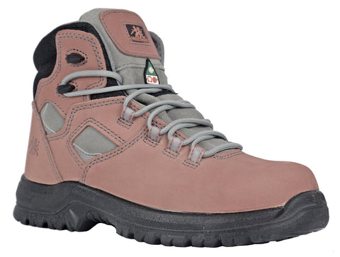 Moxie Trades Womens Lacy Pink Leather Full-Grain Nubuck Work Boots