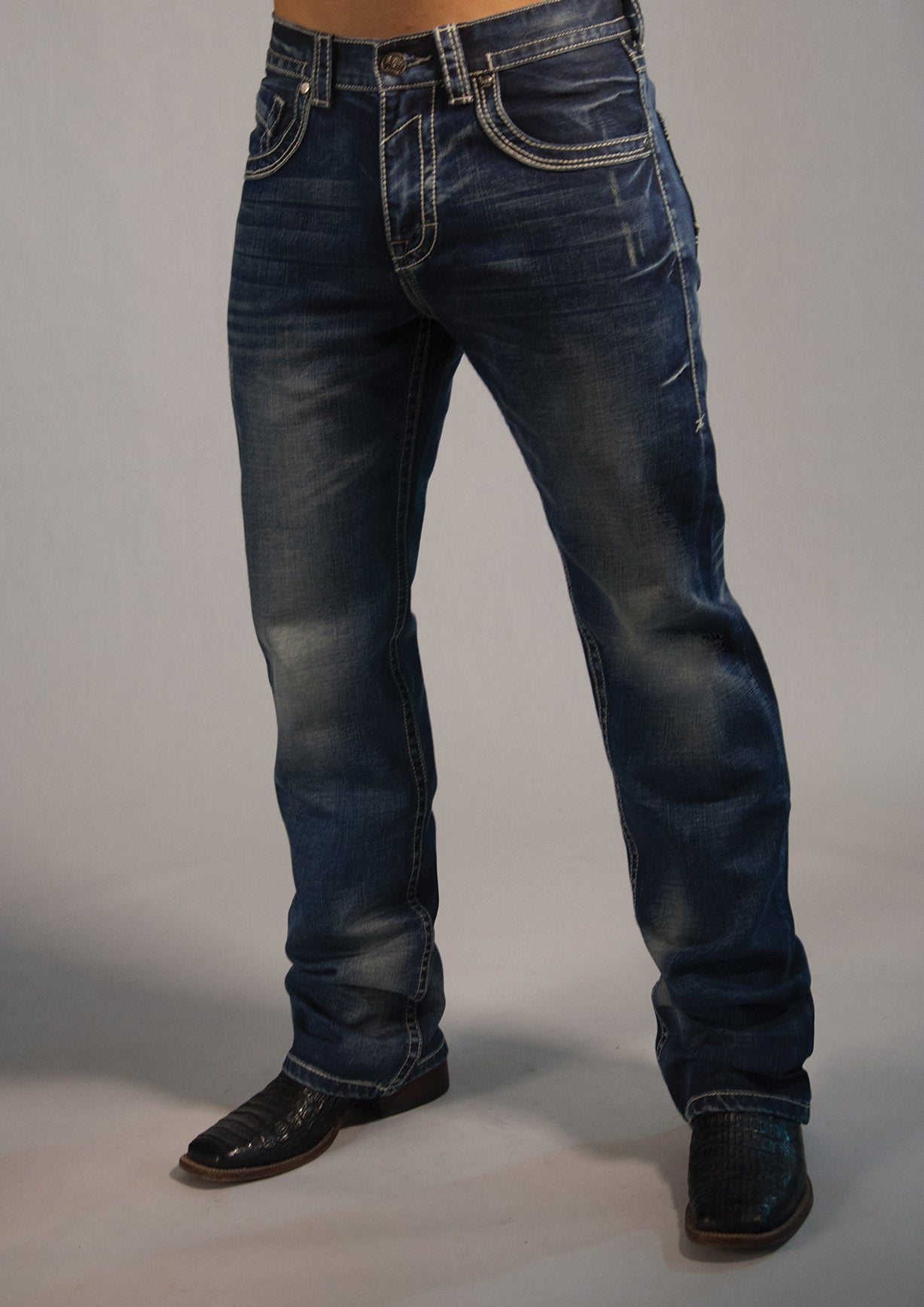 Dark blue faded jeans sales mens