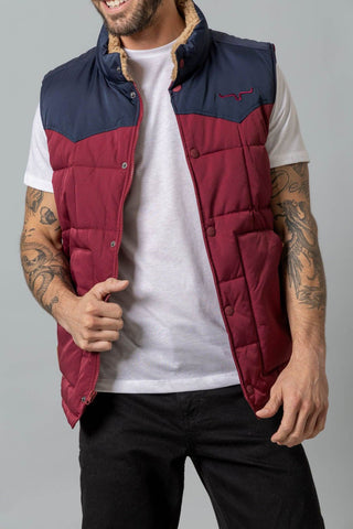 Kimes Ranch Mens Muir Trail Quilted Burgundy Poly/Nylon Softshell Vest