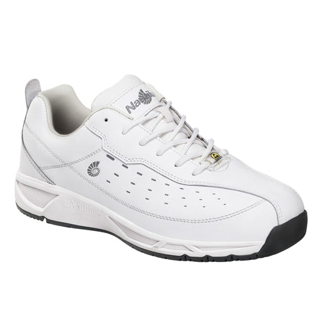 Nautilus Mens White Leather Soft Toe ESD WR Athletic Work Shoes