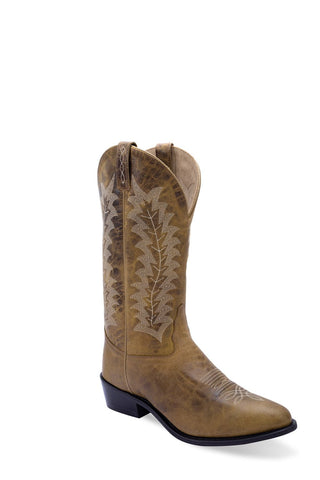 Old West Mens Western Burnt Tan Leather Cowboy Boots 8.5 D