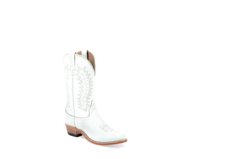 Old West Womens White Leather Cowboy Boots 7.5 M