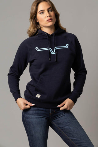 Kimes Ranch Womens Outlier Navy Cotton Blend Hoodie
