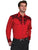 Scully Mens Floral Tooled Embroidery Red Poly/Rayon L/S Shirt XS
