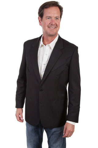 Scully Mens Black Polyester Western Blazer 46