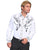 Scully Mens Shirt Western White Poly Blend Floral Yoke Stitch L/S