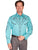 Scully Western Mens Turquoise Polyester L/S Rose Stitch Western Shirt