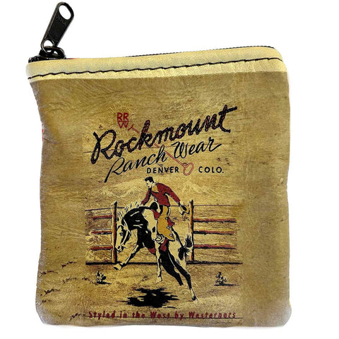 Rockmount Womens Western Bronc Rider Beige Leather Coin Purse