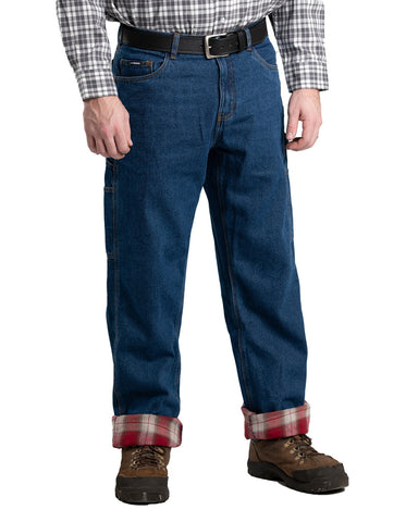 Berne Apparel Mens Heartland Flannel-Lined Stone Wash Dark 100% Cotton Jeans