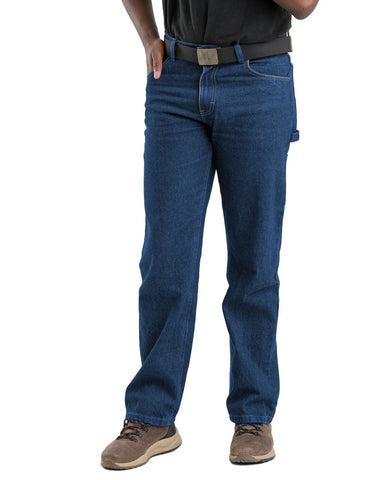 Berne Apparel Mens Heartland Flex Carpenter Stone Wash Dark Cotton Blend Jeans