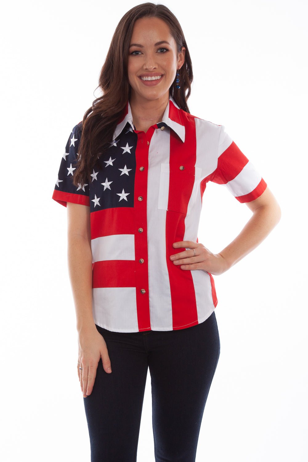 Scully Womens Red 100% Cotton Flag S/S Shirt – The Western Company