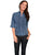Scully Cantina Womens Dark Blue 100% Cotton 3/4S Floral Vine Blouse