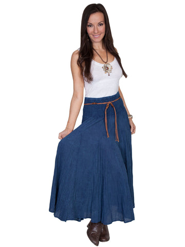 Scully Cantina Collection Skirt Dark Blue 100% Cotton Vertical Full Length