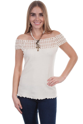 Scully Womens Natural 100% Cotton Crochet S/S Tunic XL