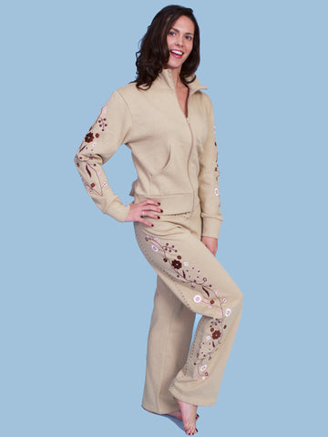 Scully Womens Khaki 100% Cotton Floral Stud Jacket L