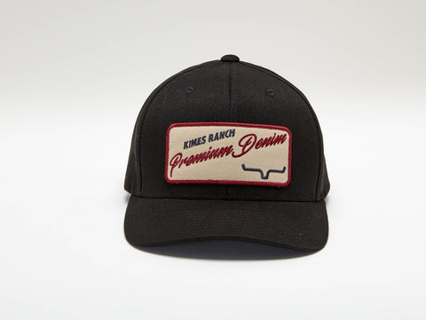Kimes Ranch Unisex Premium Denim Black Wool Baseball Cap Hat