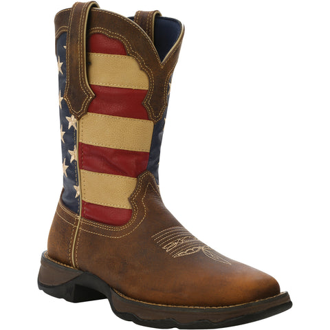 Lady Rebel by Durango Womens Brown Leather Union Flag USA Cowboy Boots