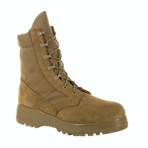 Rocky Mens Coyote Brown Leather Hot Weather Military Boots