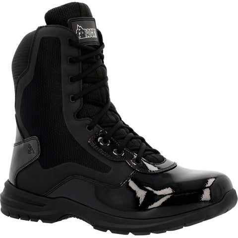 Rocky Mens Black Leather Cadet 8in Side Zip Work Boots