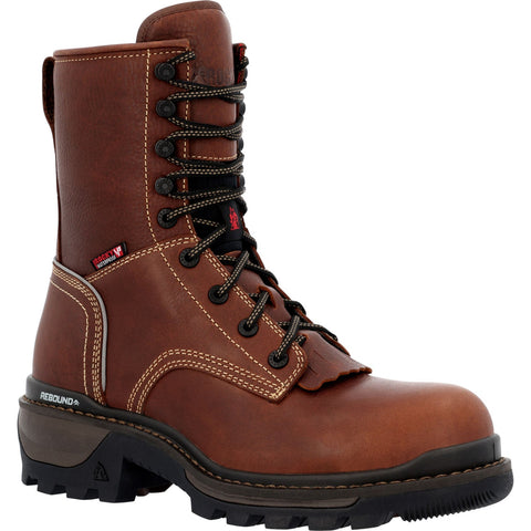 Rocky Mens Brown Leather Rams Horn Logger WP Work Boots