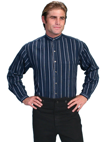 Scully Rangewear Mens Blue 100% Cotton L/S Big Star Metal Western Shirt