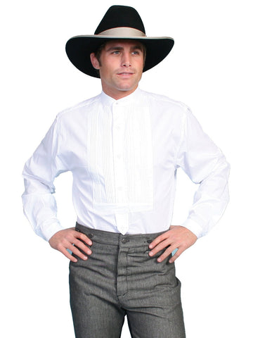 Scully RangeWear Mens White 100% Cotton Gambler L/S Western Shirt M