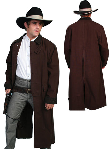 Scully RangeWear Mens Walnut 100% Cotton Long Overcoat Duster Coat S