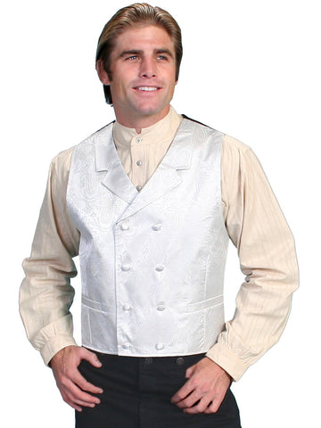 Scully Rangewear Mens Cream Polyester Old West Double Breasted Vest