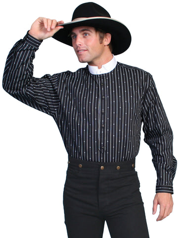 Scully RangeWear Mens Black 100% Cotton Tombstone Striped L/S Western Shirt L