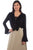 Scully Womens Black Rayon Ruffle Front L/S Blouse