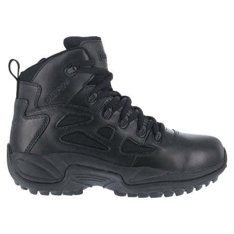 Reebok Mens Black Leather Work Boots Rapid Response Zip 6in 10.5 W