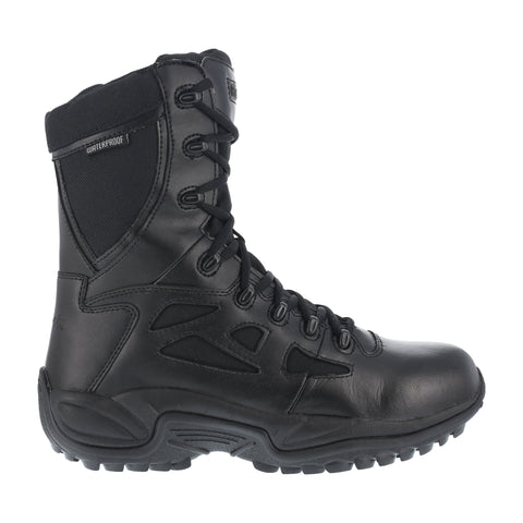 Reebok Mens Black Leather Work Boots Rapid Response 8in WP Zip 11.5 W