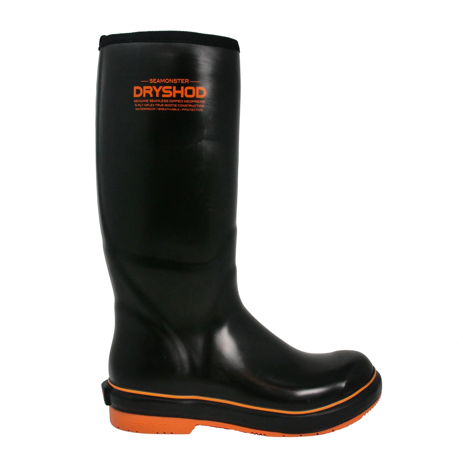 Dryshod Seamonster Premium Rubber Fishing Boots - Black/Orange - 8
