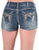 Cowgirl Tuff Womens Fly Medium Wash Cotton Blend Casual Shorts