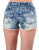 Cowgirl Tuff Womens Stars and Stripes Medium Wash Cotton Blend Casual Shorts