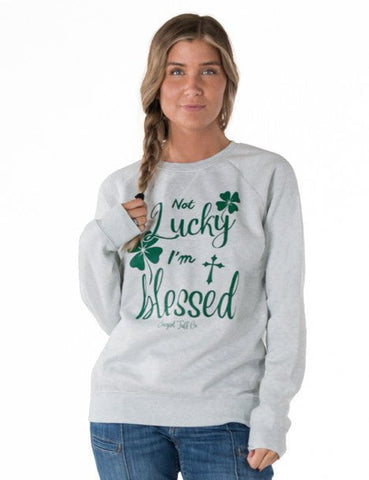 Cowgirl Tuff Womens Not Lucky Blessed Ash Poly/Rayon Sweatshirt