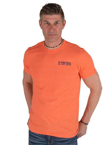 B Tuff Mens Left Chest Logo Orange Cotton Blend S/S T-Shirt