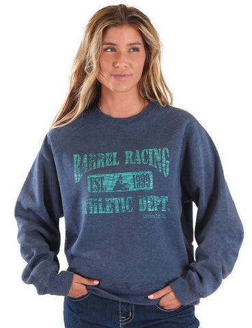 Cowgirl Tuff Womens Barrel Racing Blue Poly/Rayon Sweatshirt