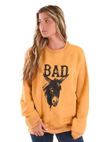 Cowgirl Tuff Womens Bad A$$ Orange Poly/Rayon Sweatshirt