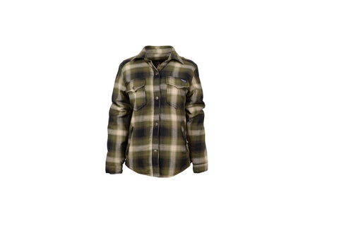 STS Ranchwear Womens Trapper Shirt Green/Navy Plaid 100% Polyester Cotton Jacket