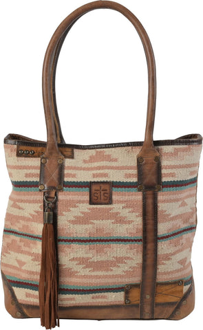 STS Ranchwear Womens Palomino Tote Multi-Light Pink Serape Leather Tote Bag