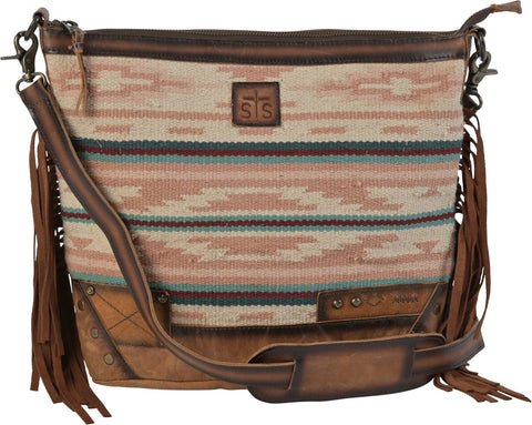 STS Ranchwear Womens Palomino Millie Mail Light Pink Serape Leather Tote Bag