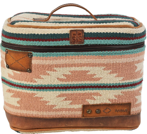 STS Ranchwear Womens Palomino Train Case Pink Serape Leather Travel Tote Bag