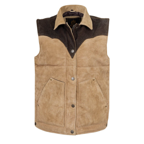 STS Ranchwear Womens Oliver Camel/Chocolate Suede Leather Vest M