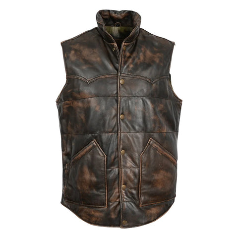 STS Ranchwear Mens The Gravelly Brown Leather Leather Vest
