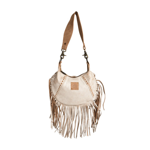 STS Ranchwear Womens Cremello Nellie Fringe White/Tan Leather Handbag Bag OS